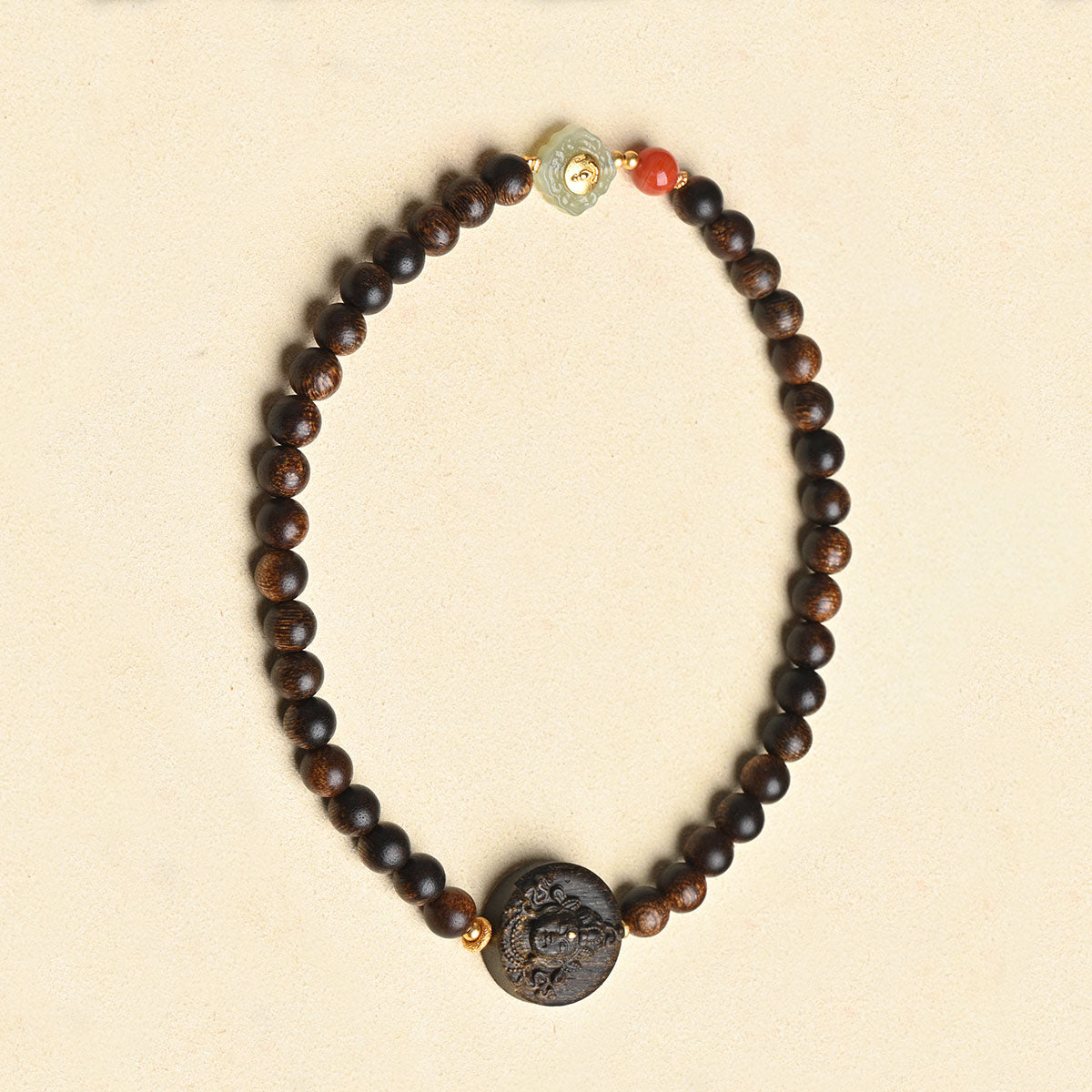 Agarwood Bracelet with Tara Charm Double Tour